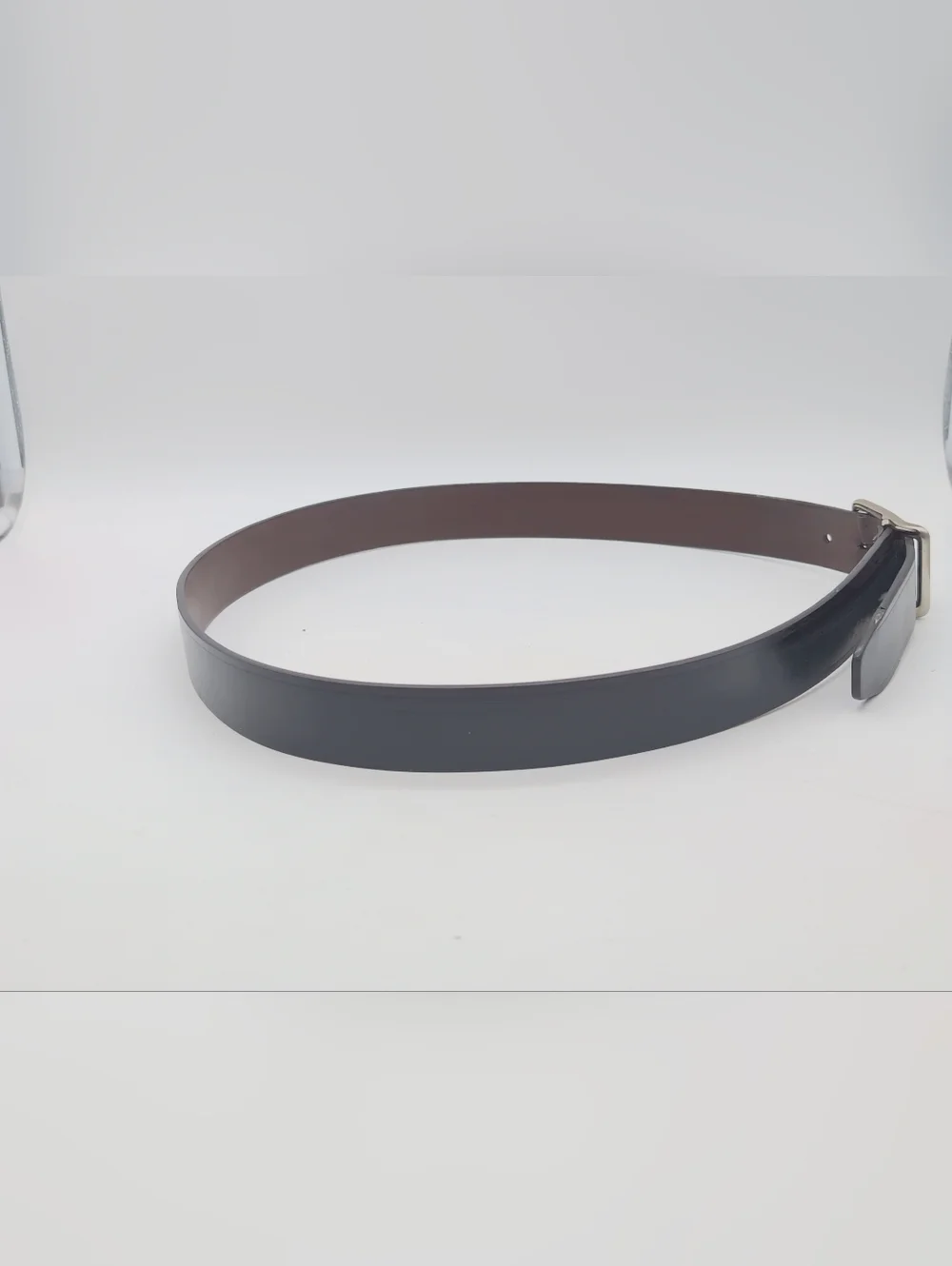 Tasso Elba Classic Black Men's Sz 40 Belt with Silver Buckle